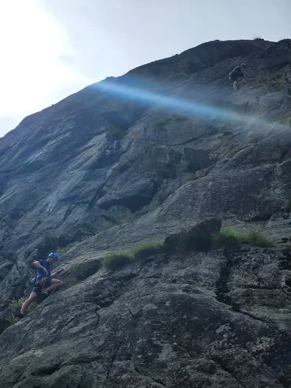 Rock climbing on a granite face
